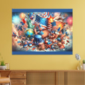 独立記念日コラージュ7月12日4日 キャンバスプリント (インサイチュ (リビング))