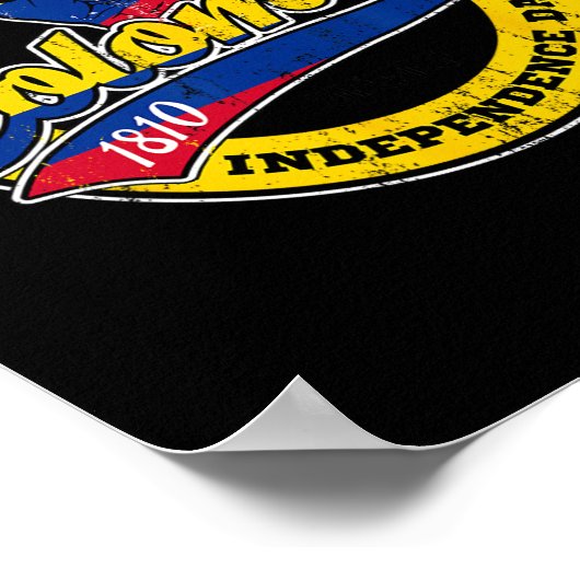 独立記念日コロンビア国旗レトロヴィンテージスタイル ポスター (角)