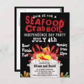 独立記念日シーフードボイルパーティの招待状 ポストカード (正面/裏面)