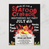 独立記念日シーフードボイルパーティの招待状 ポストカード (正面)