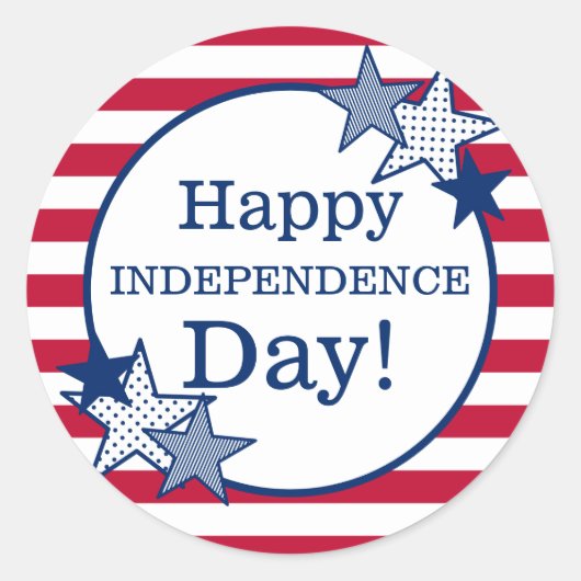 独立記念日スターズストライプ愛国心モダンある ラウンドシール (正面)