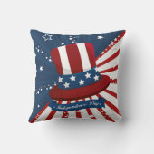 独立記念日トップハットスターとストライプ クッション (裏面)