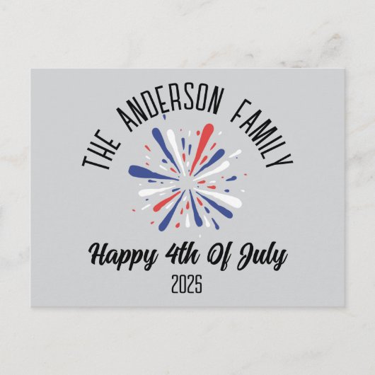 独立記念日パーソナライズされた名 シーズンポストカード (正面)