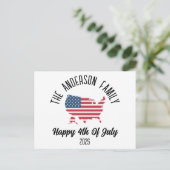独立記念日パーソナライズされた名 シーズンポストカード (スタンド正面)