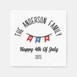 独立記念日パーソナライズされた名 スタンダードカクテルナプキン