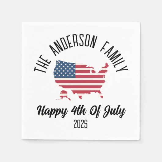 独立記念日パーソナライズされた名 スタンダードカクテルナプキン (正面)