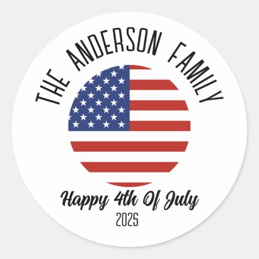 独立記念日パーソナライズされた名 ラウンドシール (正面)
