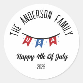 独立記念日パーソナライズされた名 ラウンドシール