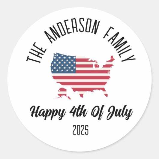 独立記念日パーソナライズされた名 ラウンドシール (正面)