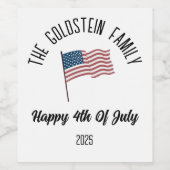 独立記念日パーソナライズされた名 ワインラベル (シングルラベル)