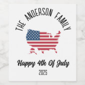 独立記念日パーソナライズされた名 ワインラベル (シングルラベル)