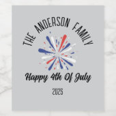 独立記念日パーソナライズされた名 ワインラベル (シングルラベル)