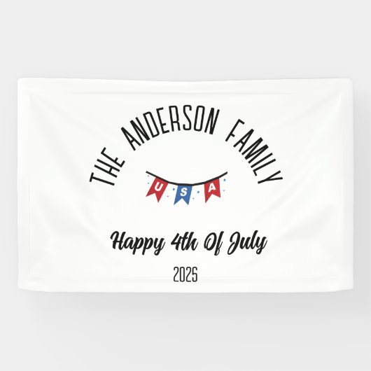 独立記念日パーソナライズされた名 横断幕 (横)