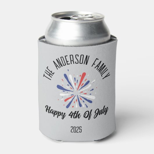 独立記念日パーソナライズされた名 缶クーラー (缶正面)
