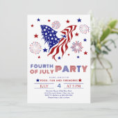 独立記念日パーティーの赤と青のワシ 招待状 (スタンド正面)