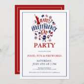 独立記念日パーティー招待状 招待状 (正面/裏面)