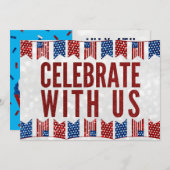 独立記念日パーティー7月4日グリッター招待状 招待状 (正面/裏面)