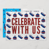 独立記念日パーティー7月4日グリッター 招待状 (正面/裏面)