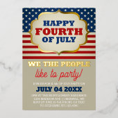 独立記念日パーティー 愛国者旗 箔招待状 (正面)