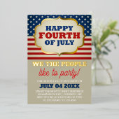 独立記念日パーティー 愛国者旗 箔招待状 (立ち正面)