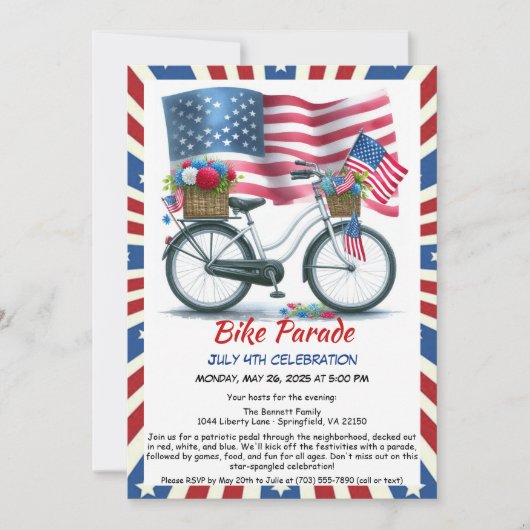 独立記念日ブロックパレード招待状 招待状 (正面)