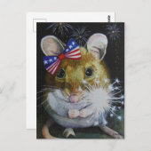 独立記念日マウスNo. 1水彩画 ポストカード (正面/裏面)