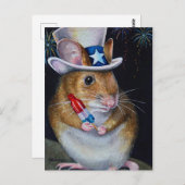独立記念日マウスNo. 2水彩アート ポストカード (正面/裏面)