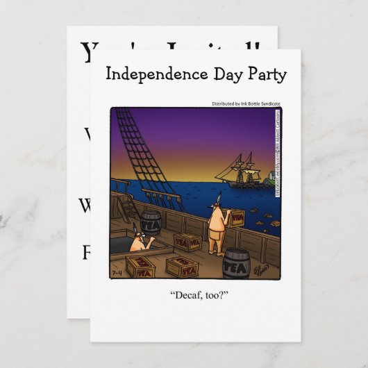 独立記念日ユーモアパーティの招待状 招待状 (正面/裏面)