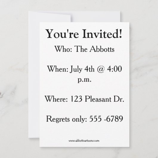 独立記念日ユーモアパーティの招待状 招待状 (裏面)