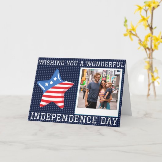 独立記念日家族写真カード カード (黄色い花)