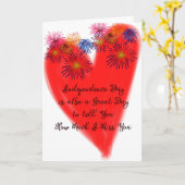 独立記念日恋しく思のYouカード赤いハート カード (黄色い花)