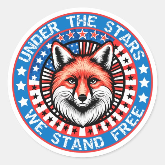独立記念日愛国狐 ラウンドシール (正面)