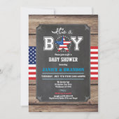 独立記念日男の赤ちゃんシャワー黒板 招待状 (正面)