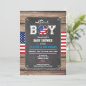 独立記念日男の赤ちゃんシャワー黒板 招待状 (スタンド正面)