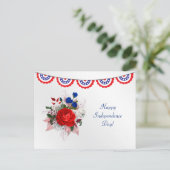 独立記念日赤白青愛国的フローラ シーズンポストカード (スタンド正面)