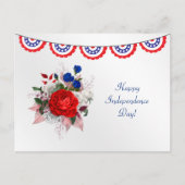 独立記念日赤白青愛国的フローラ シーズンポストカード (正面)