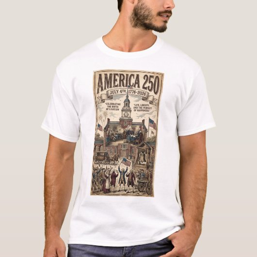 独立記念日250周年4th+july復古デザイン tシャツ (正面)