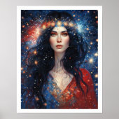 独立記念日7月の女性花火アールデコ ポスター (正面)