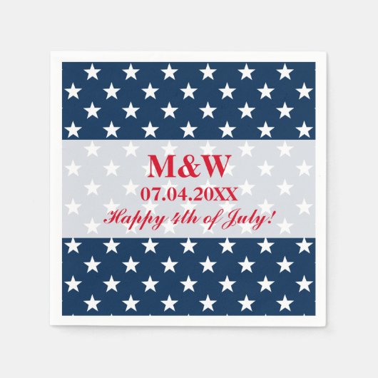 独立記念日7月の結婚式のパーティーのナプキン スタンダードカクテルナプキン (正面)