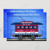 独立記念日7月パーティーBBQ花火 招待状 (正面/裏面)
