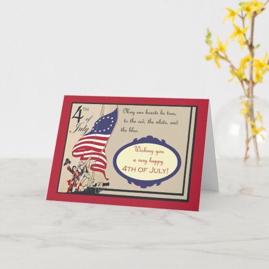 独立記念日7月第4幸せ、ヴィンテージの カード (黄色い花)