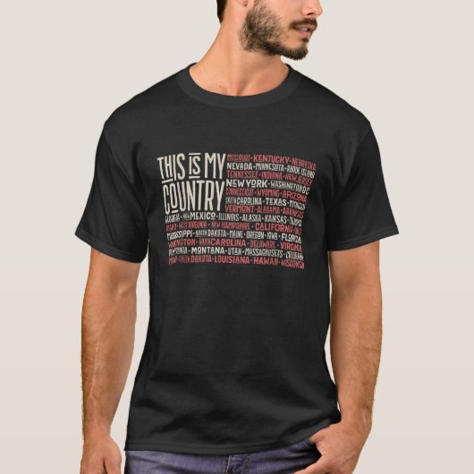 独立記念日7月4日アメリカ国旗のアメリカ州M Tシャツ (正面)