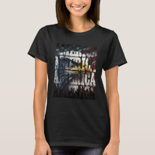 独立記念日7月4日アメリカ国旗のパター Tシャツ