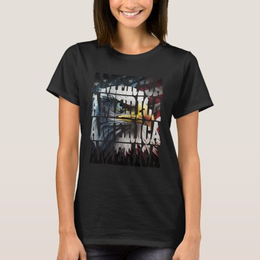独立記念日7月4日アメリカ国旗のパター Tシャツ (正面)