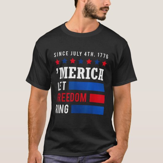 独立記念日7月4日アメリカ国旗アメリカ解放 Tシャツ (正面)