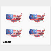 独立記念日7月4日アメリカ国旗USA Country 楕円形シール (シート)