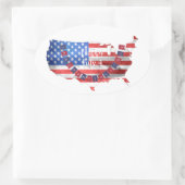 独立記念日7月4日アメリカ国旗USA Country 楕円形シール (バッグ)