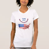 独立記念日7月4日アメリカ国旗USA Country Tシャツ (正面)