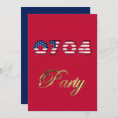 独立記念日7月4日パーティの招待状USA 招待状 (正面/裏面)