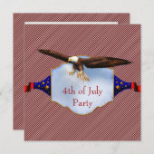 独立記念日7月4日パーティーバーベキュー 招待状 (正面/裏面)